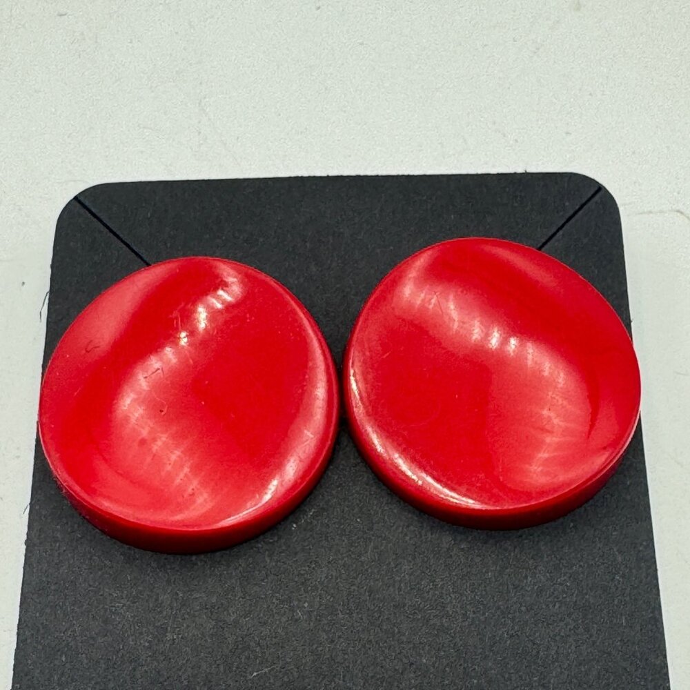 Vintage Red Round Post Back Earrings